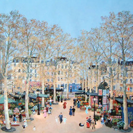 ミッシェル・ドラクロワの絵画作品　タイトルは、マドレーヌの花市場
